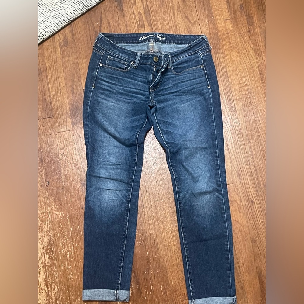 American Eagle Outfitters Blue Skinny Cropped Jeans Classic Style